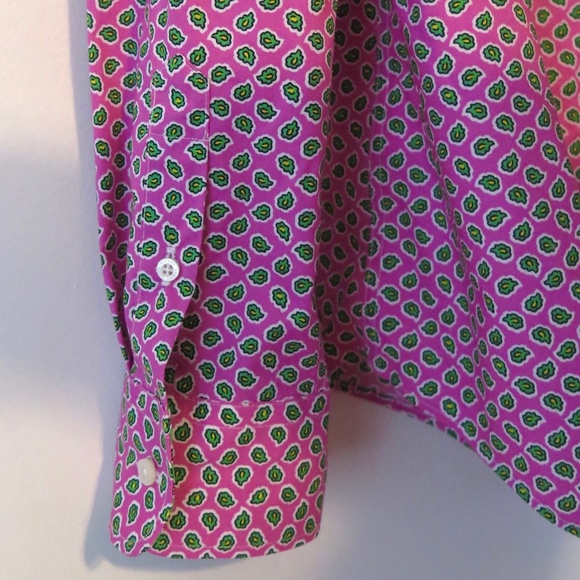 Lauren Pink Paisley No-Iron Stretch Shirt - Contrast Collar and Cuff - Picture 7 of 14